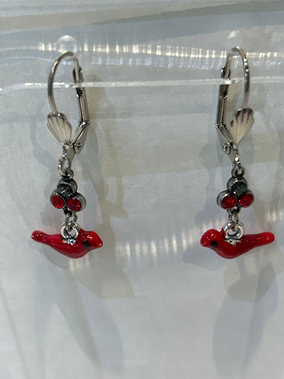 Earrings - Crystal Cardinal Charm