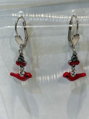Earrings - Crystal Cardinal Charm