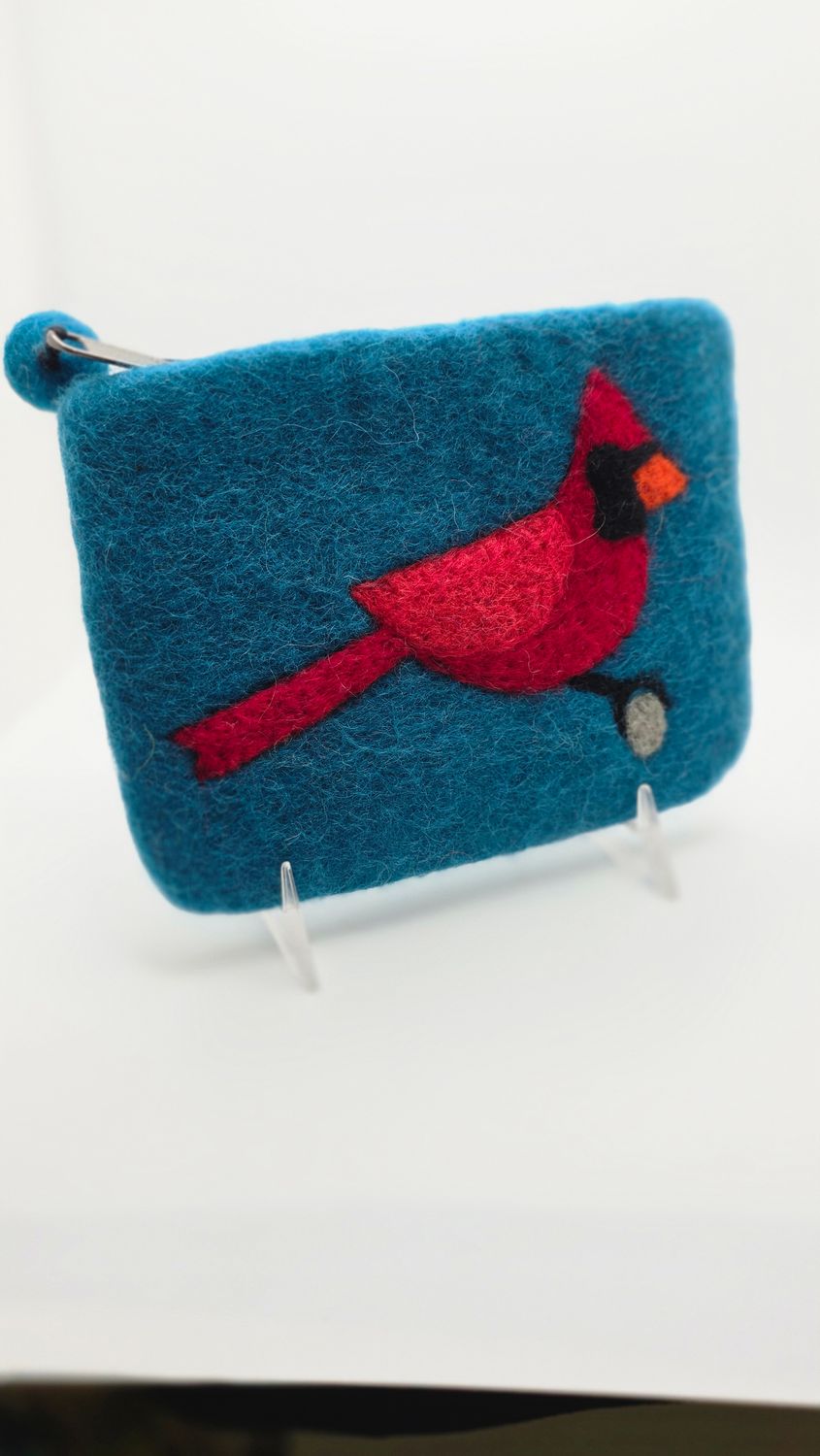 Felt Coin Purse, Color: Blue, Size: Cardinal