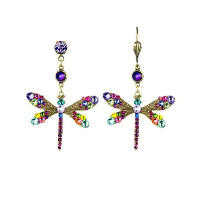 Earrings - Dragonfly Multicolored Stones