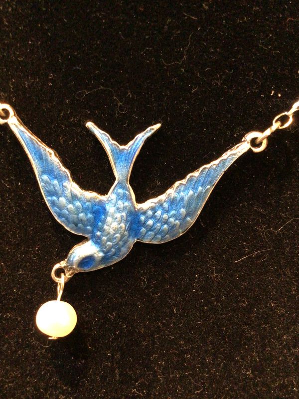 Necklace - Blue Bird with Bead
