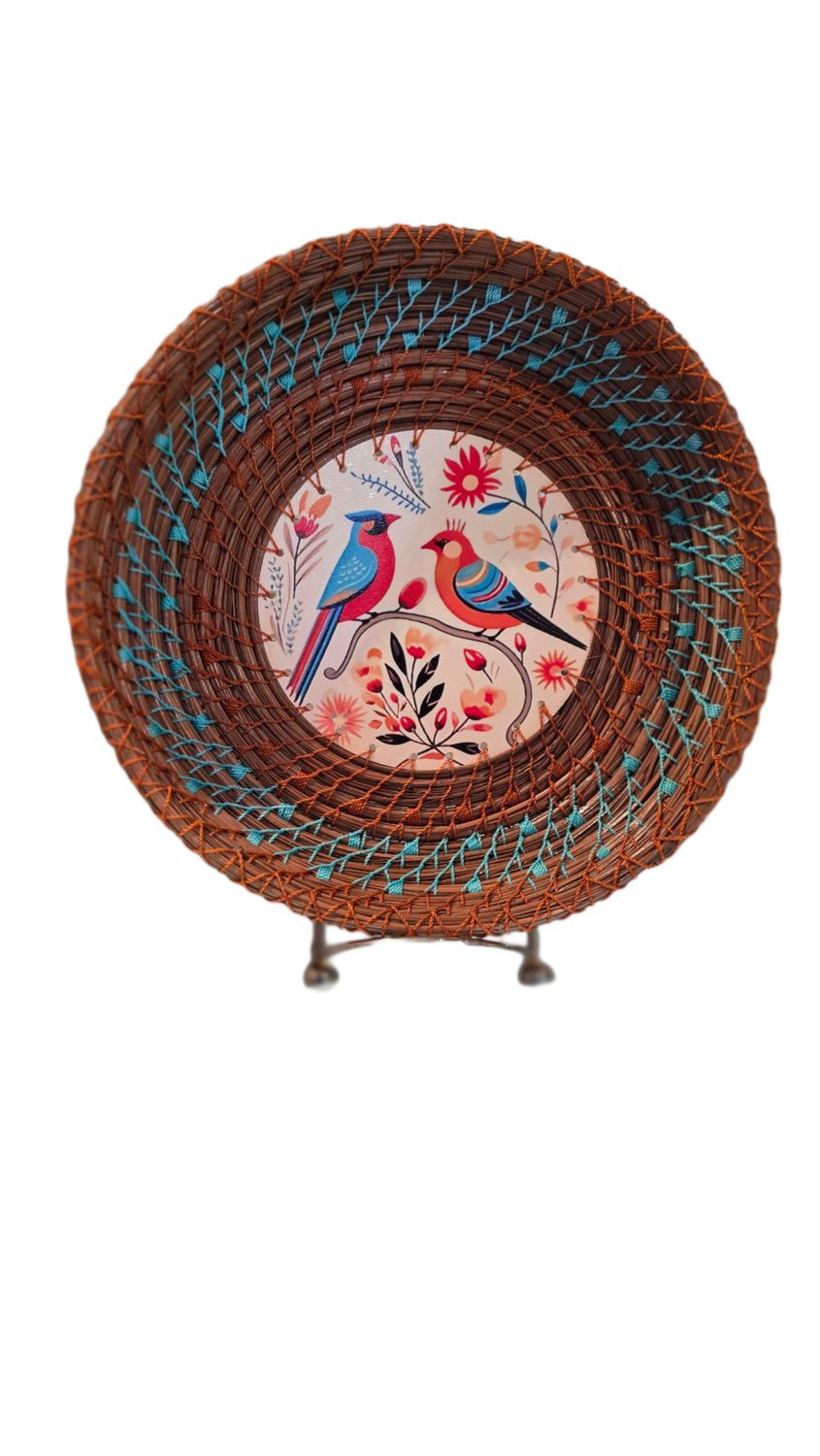 Pine Needle Baskets, Design: Birds