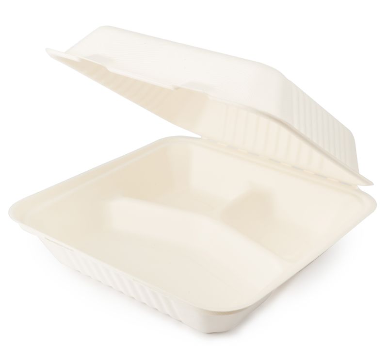 9 Inch 3-comp Sugarcane Clamshell (200)