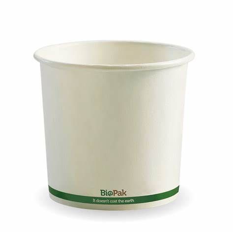 Biopak 740ml / 24oz White Biobowl (500) Per Bx