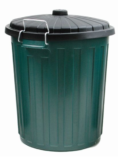 Rubbish Bin 75l Green With Flat Black Lid