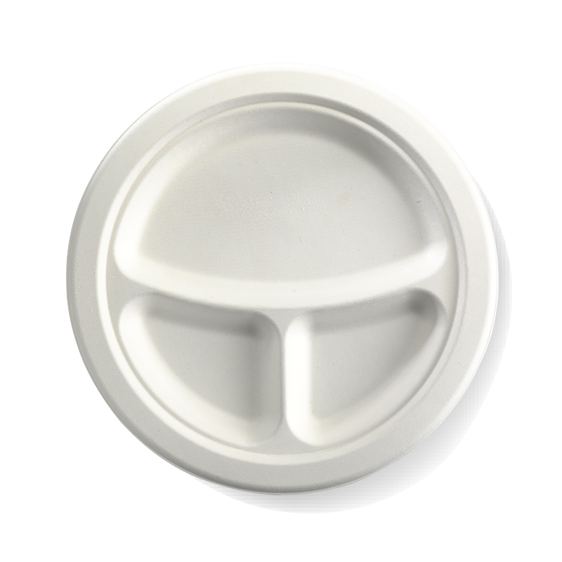 9" Sugarcane Round Plate 3-comp (500)