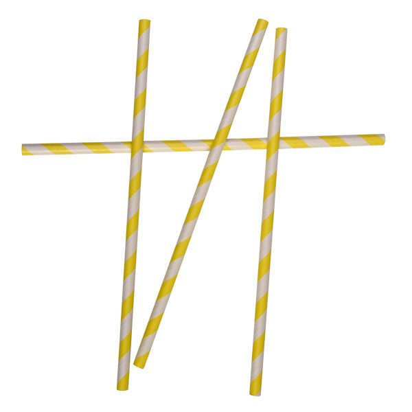 Yellow/white Paper Straws Stripe Sleeve