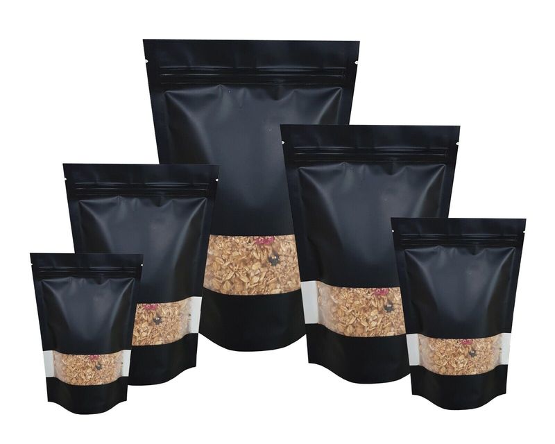 Black Window Standup Zip Bag 500ml (180x260) 100pk