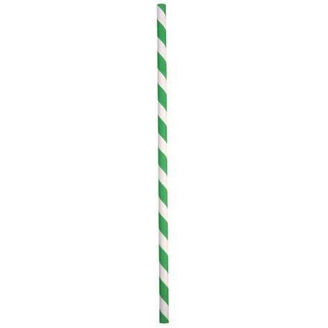 Green/white Paper Straws Stripe (2500)