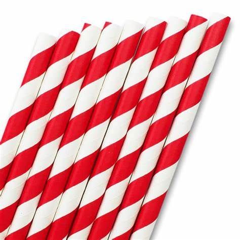 Paper Straw / Red-white Sleeve