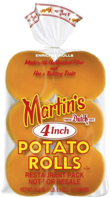 Martins 4 Inch Potato Rolls 12 Pk - BUNMARTIN