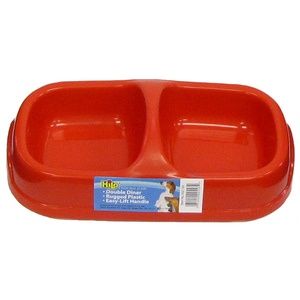 Medium Rugged Plastic Double Bowl Feeding Dish