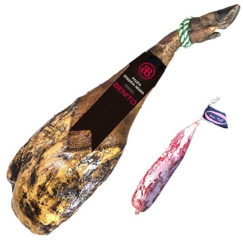 Lote compuesto de Paleta Etiqueta negra selección de Autor de 5 a 5,5kg y longaniza Vic (Bon Tall) 500gr