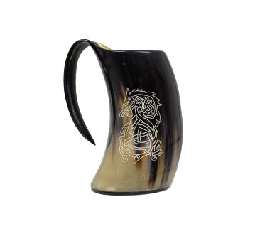 Viking Drinking Tankard of Horn Fenrir