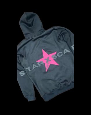 STAR X SCAR PINK AND BLACK HOODIE