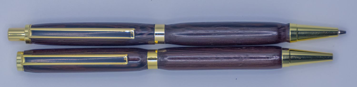 Slim-line pen and pencil set in Wenge wood