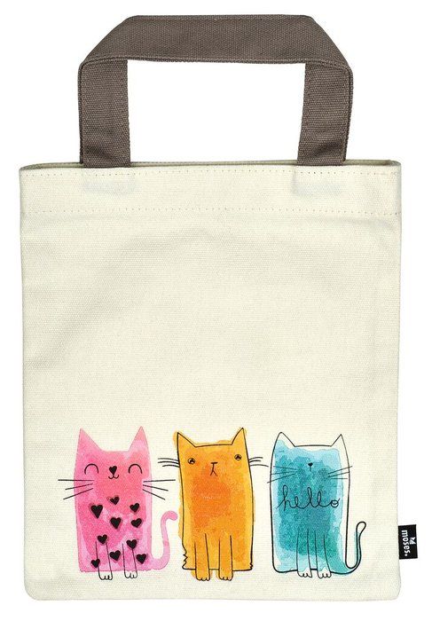 Bolsa de tela para libros de trio gatos