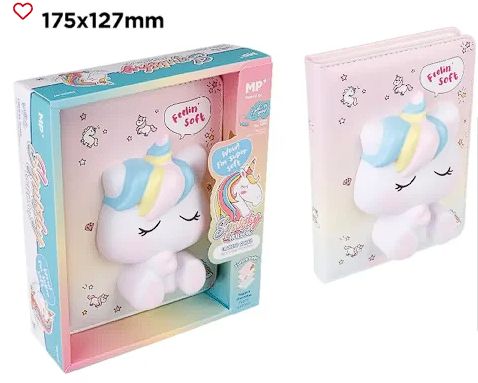 Cuaderno con squishy unicornio