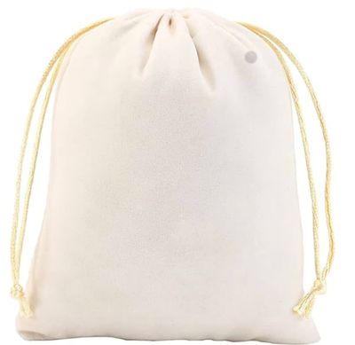 Cream Velvet Jewelry Pouch - Medium