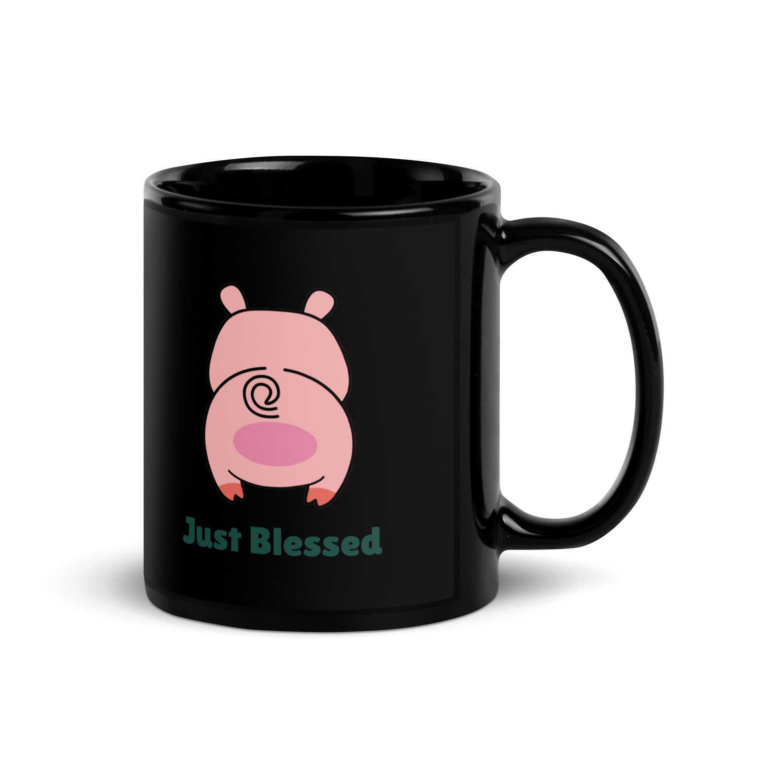 Black glossy ceramic mug 11 oz "Not bulky, just blessed" quote. Funny, unique sarcasm gift for friends, family &amp; loved ones on birthdays."