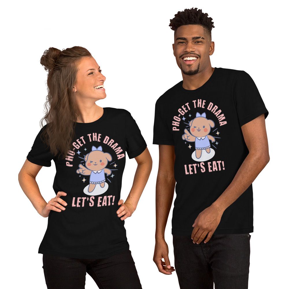 Pho-get the drama! Let’s eat!" Fun foodie tee for ramen &amp; pho lovers. Perfect gift for friends with a sense of humor, men or women!"