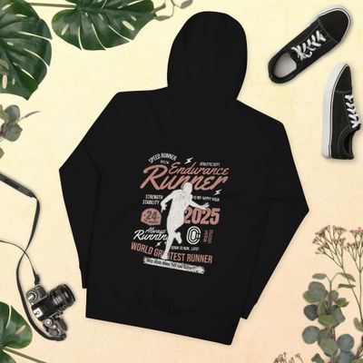 Endurance Runner hoodie! Perfect for 2025 athletes, featuring strength, stability, and style. Born to run, stay inspired Unisex Hoodie