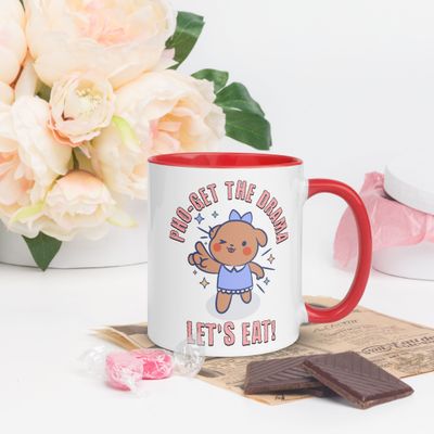 Pink rim coffee mug with &#39;Pho Get the Drama&#39; design. Perfect gift for friends, family, or yourself. Great for home or office vibes!