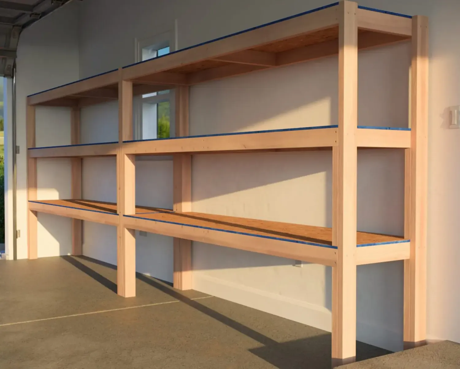 Custom 2x4 Garage Shelving  2 high by 2 wide