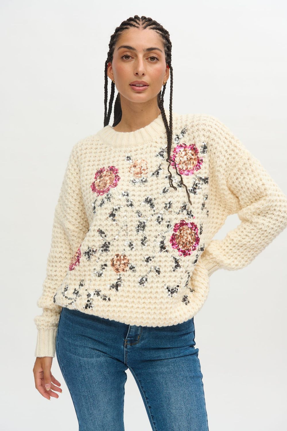 Jersey bordado flor (2 piezas )
