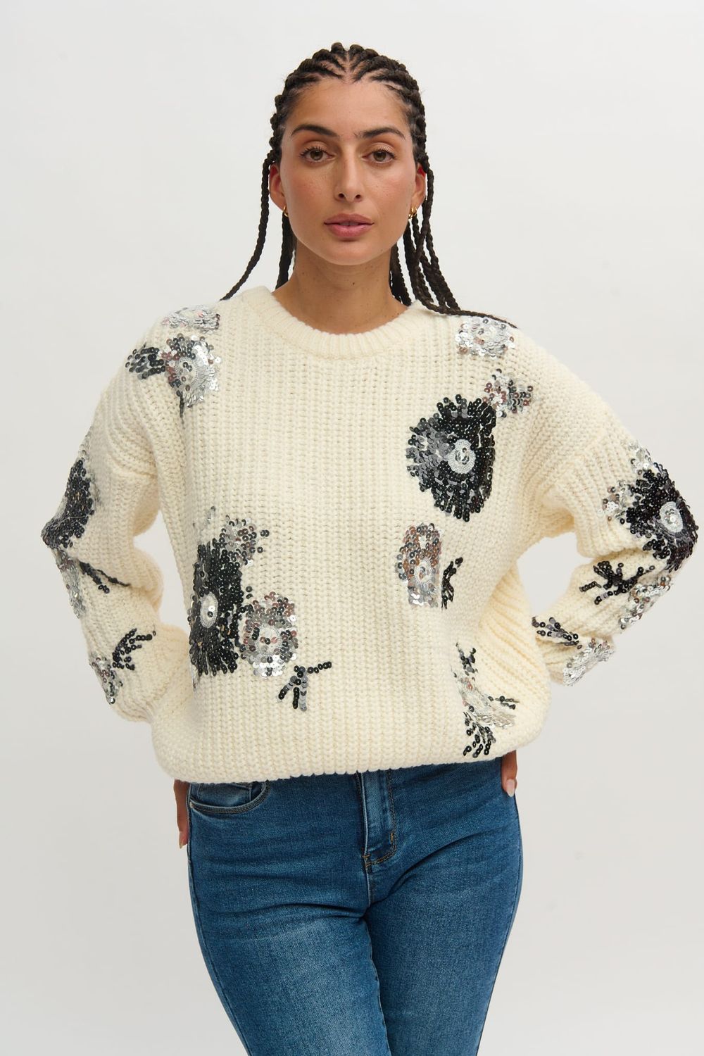 Jersey lentejuelas flor (2 piezas)