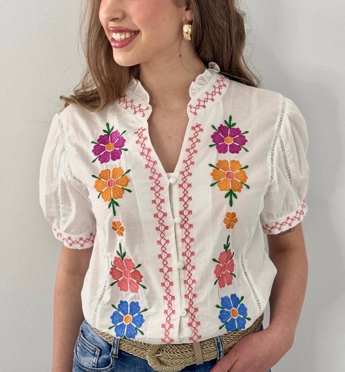 Blusa bordada flores (5 unidades)