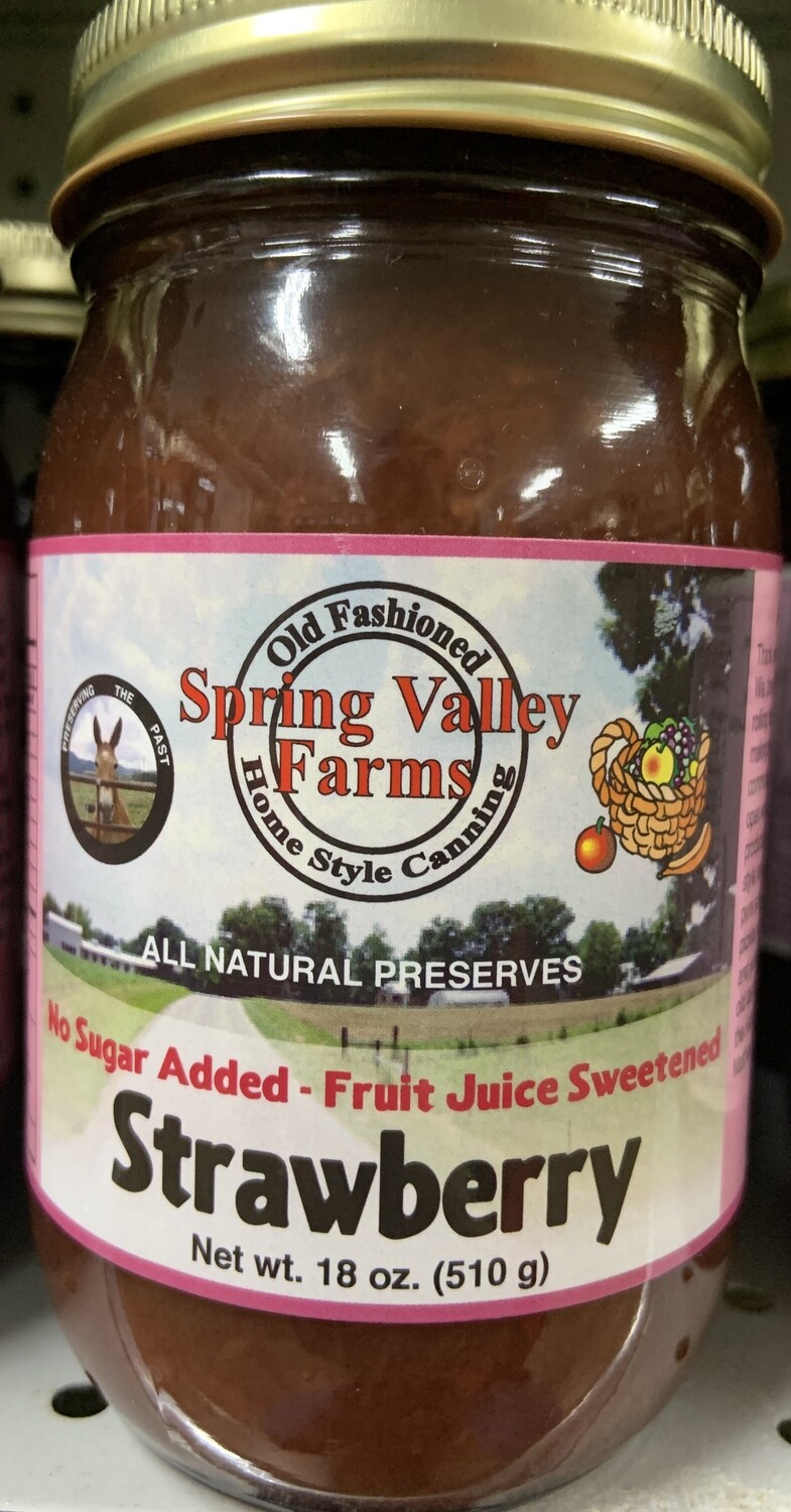 Spring Valley Farms No Sugar Added Fruit Juice Strawberry Preserves 19oz