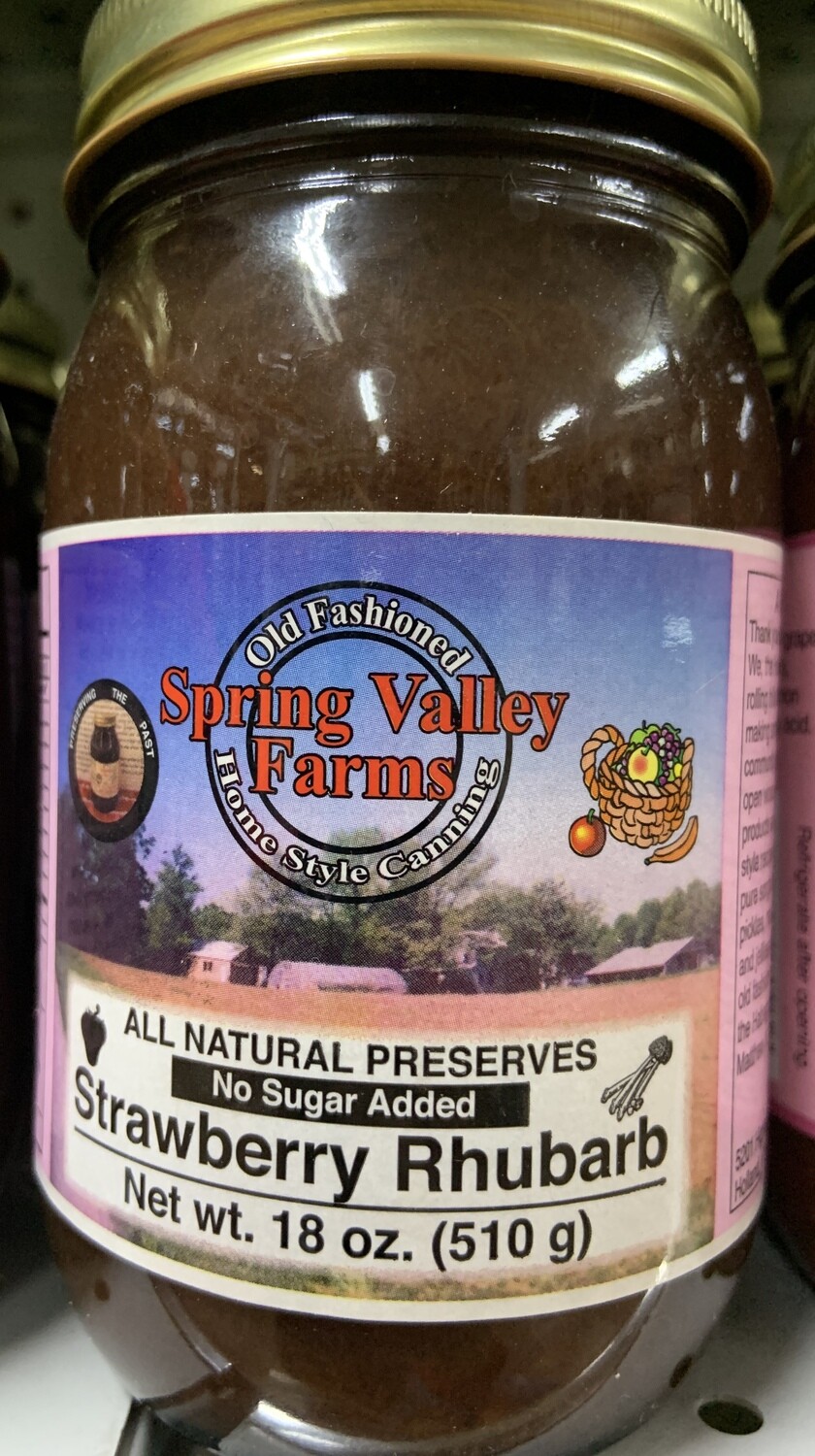 Spring Valley Farms No Sugar Added Fruit Juice Sweetened Strawberry Rhubarb Preserves19oz