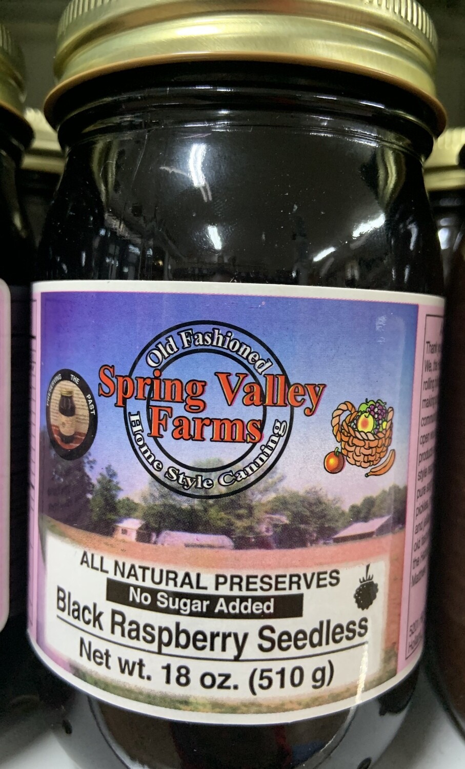 Spring Valley Farms No Sugar Added Fruit Juice Sweetened Black Raspberry Seedless Preserves 19oz