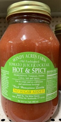 Windy Acres Farm Hot &amp; Spicy Tomato Juice 32 oz