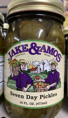 Jake &amp; Amos Seven Day Pickles 16 oz