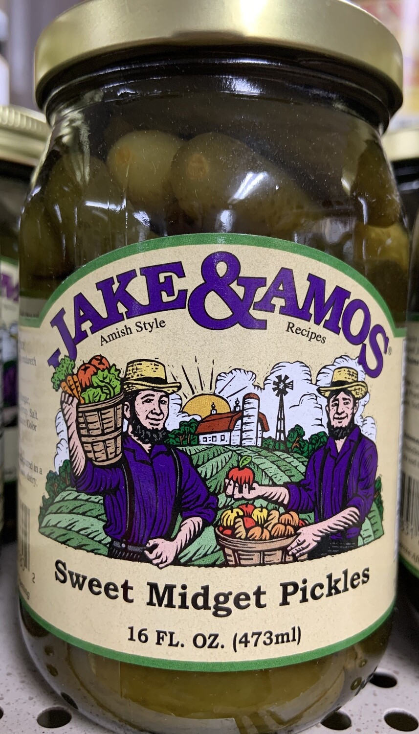 Jake & Amos Sweet Midget Pickles 16 oz