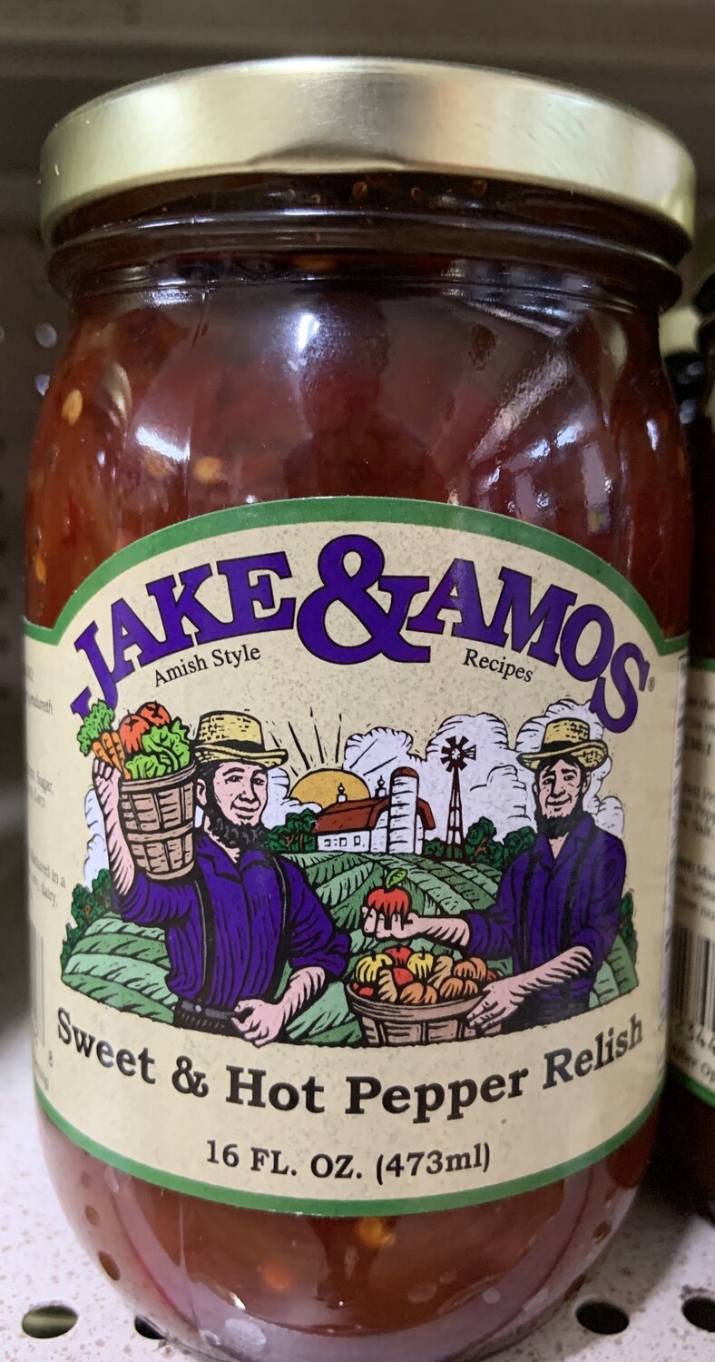 Jake &amp; Amos Sweet and Hot Pepper Relish 16 oz