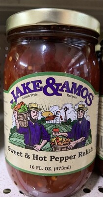 Jake & Amos Sweet and Hot Pepper Relish 16 oz