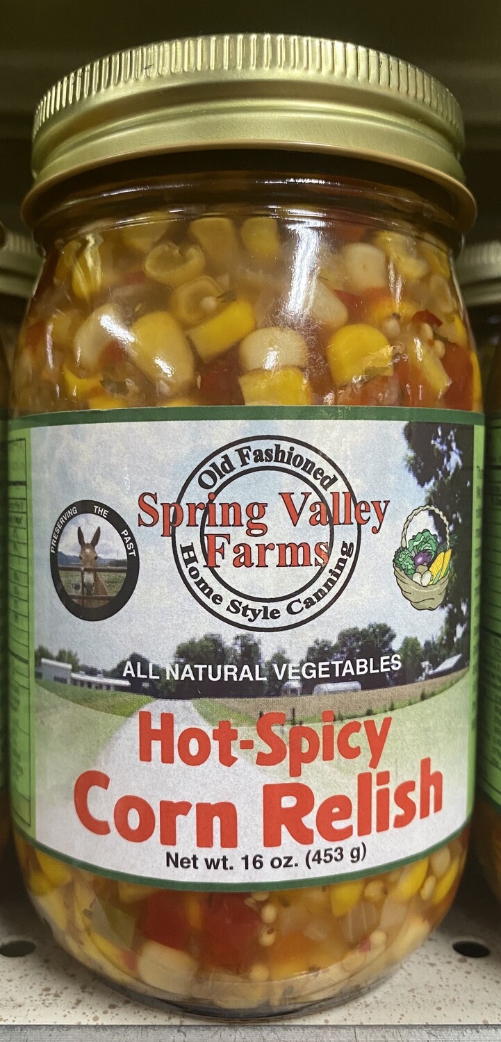 Spring Valley Farms Hot-Spicy Corn Relish 16 oz