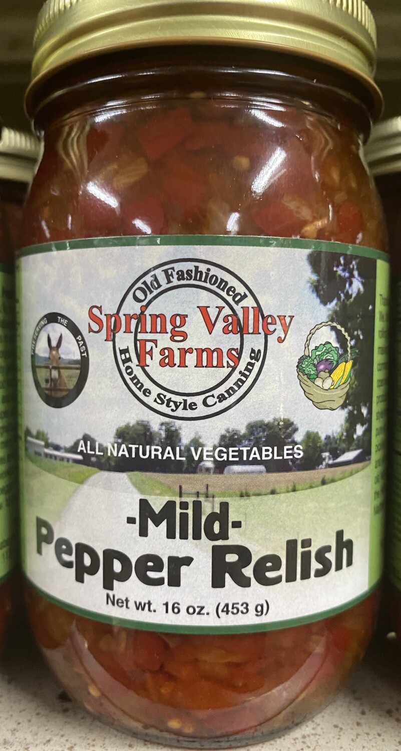 Spring Valley Farms Mild Pepper Relish 16 oz