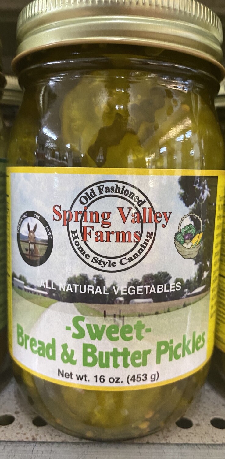 Spring Valley Farms Sweet Bread &amp; Butter Pickles 16 oz