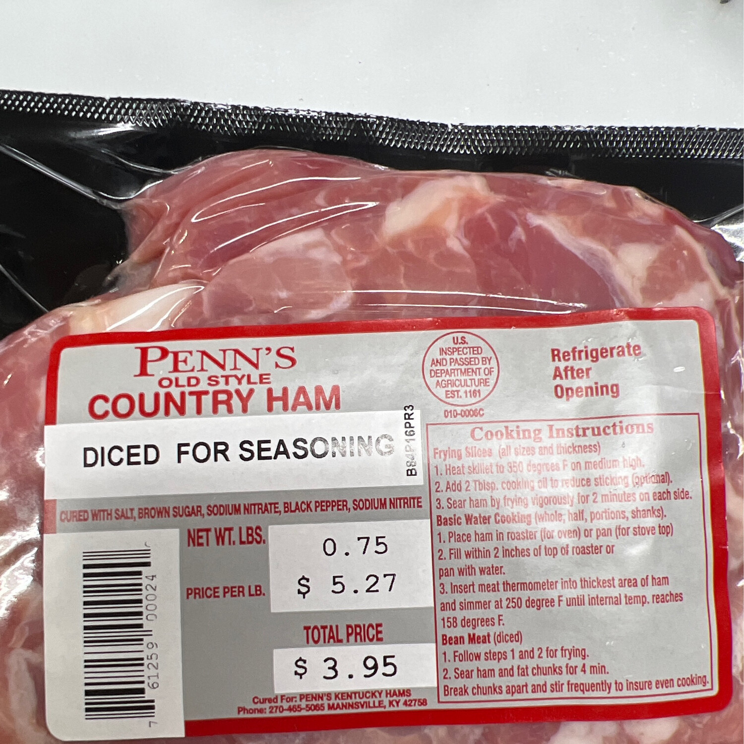Penn's Diced Country Ham for Seasoning 12 oz