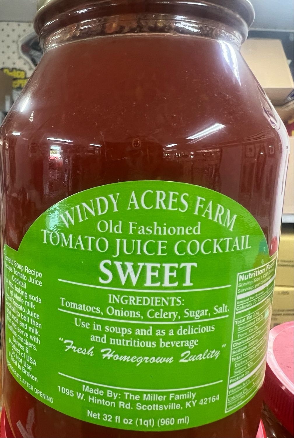 Windy Acres Sweet Tomato Juice