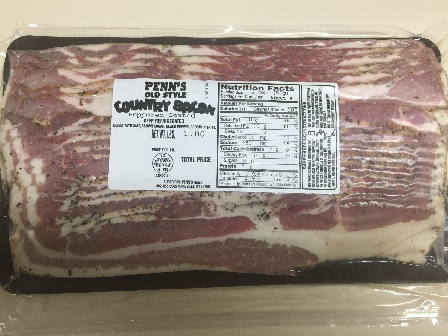 Penn's Sugar Cured Peppered Bacon 16 oz