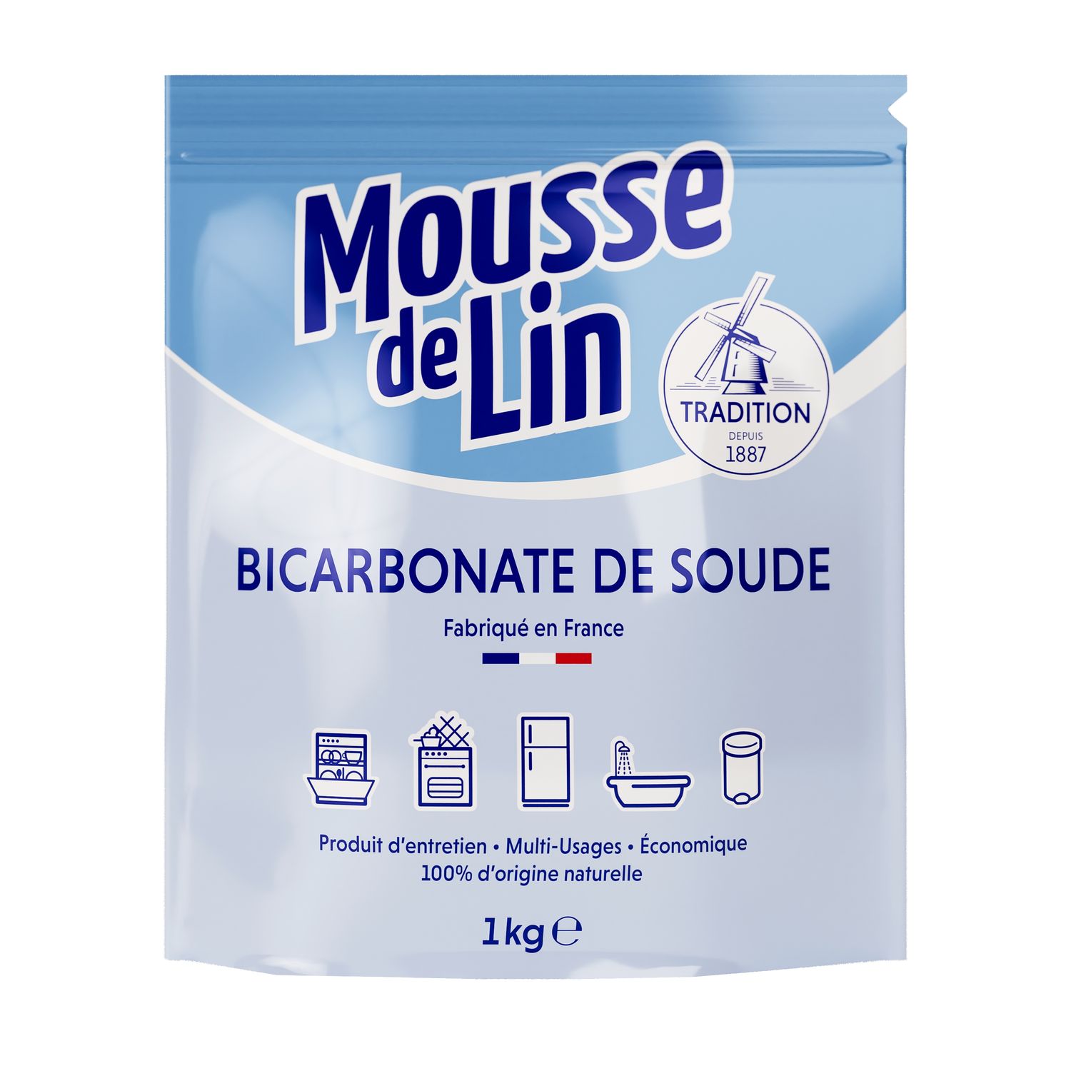 MOUSSE DE LIN TRADITION Bicarbonate de soude - Doypack zippé 1kg