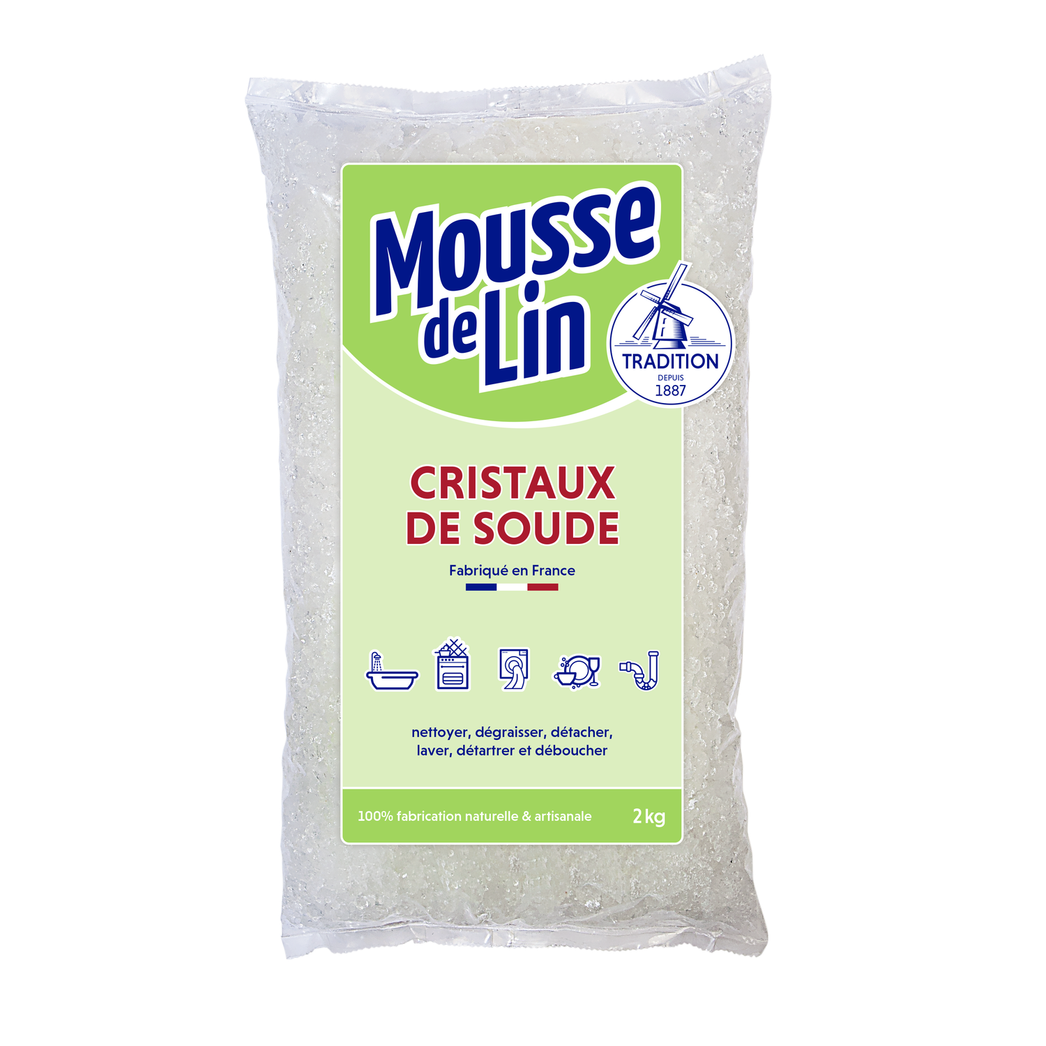 MOUSSE DE LIN TRADITION Cristaux de soude - Sachet 2kg