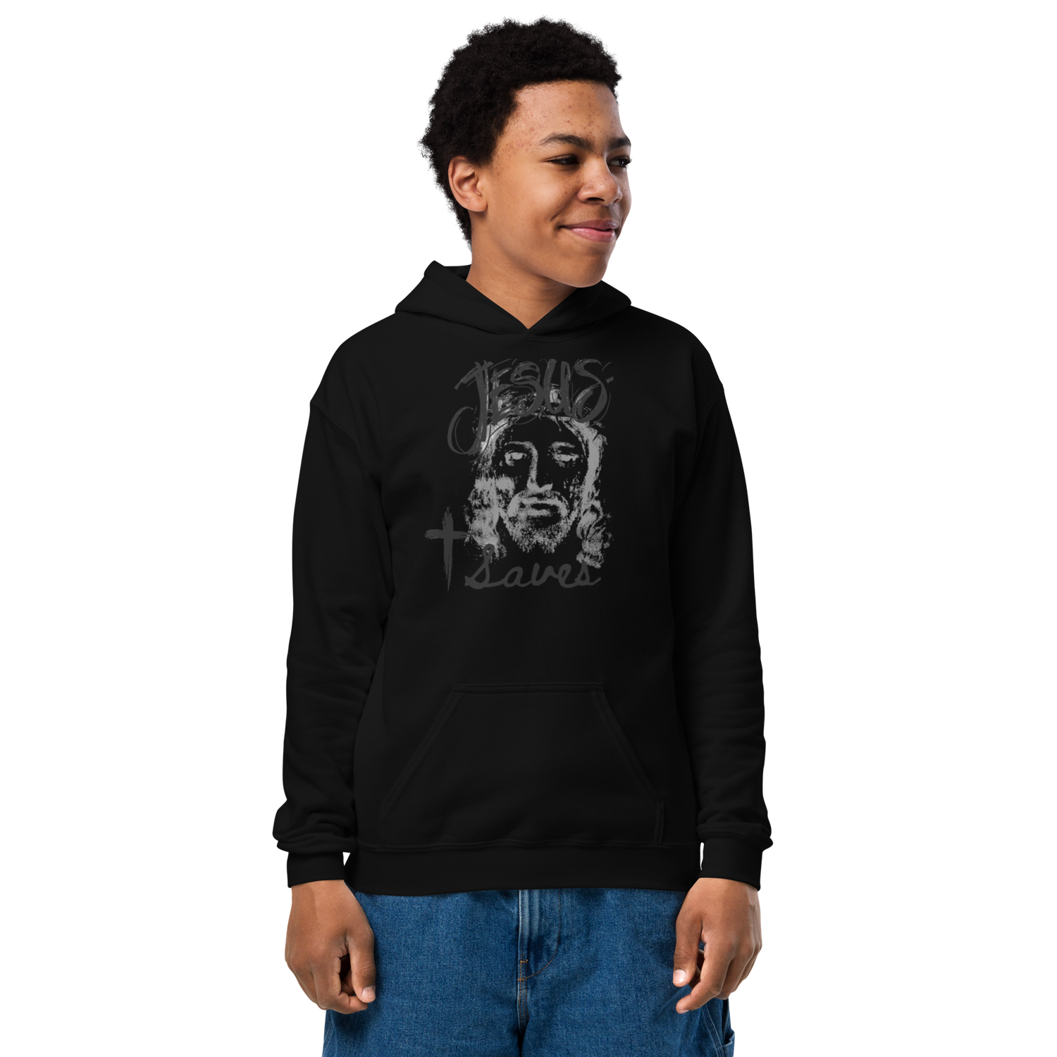 Youth heavy blend hoodie- Jesus Saves