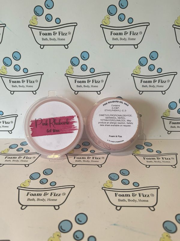 2oz Gel Wax - Pink Rhubarb with front label