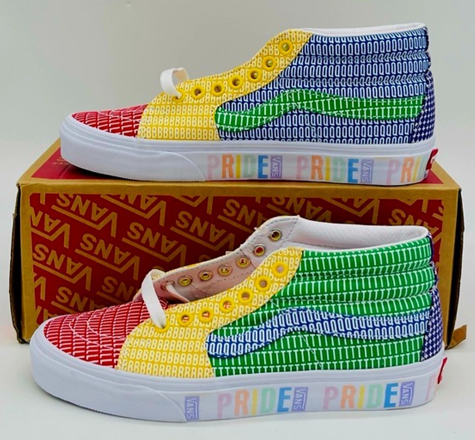 Vans SK8-MID (Pride) Multi/White UNISEX Skate Shoes Size 11 Women / 9.5 Men